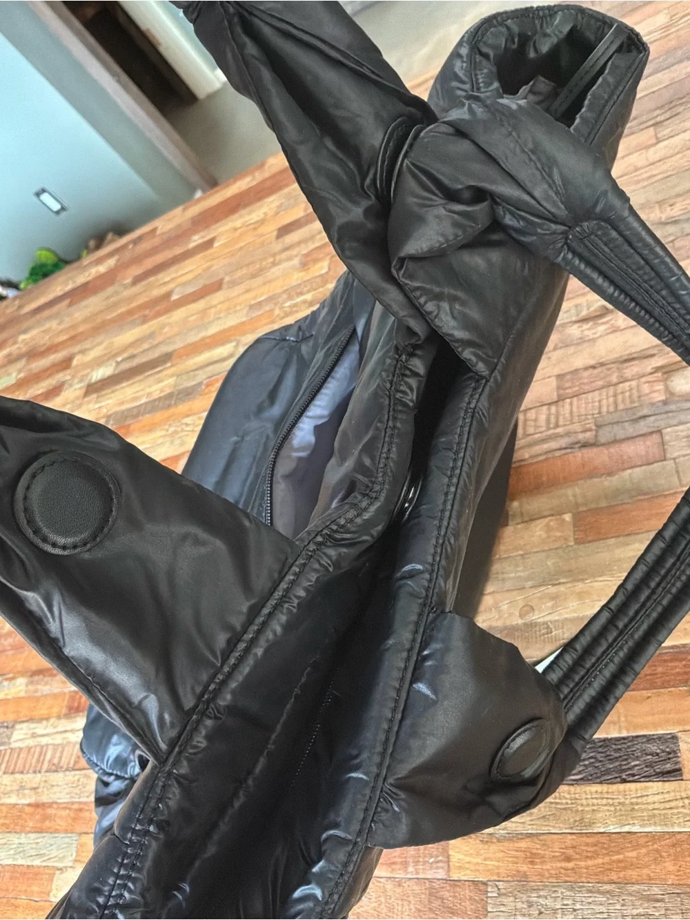 caraa Black Quilted Puffer Tote
